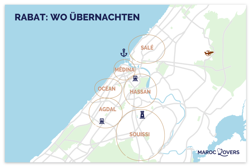 Karte der besten Wohngegenden in Rabat