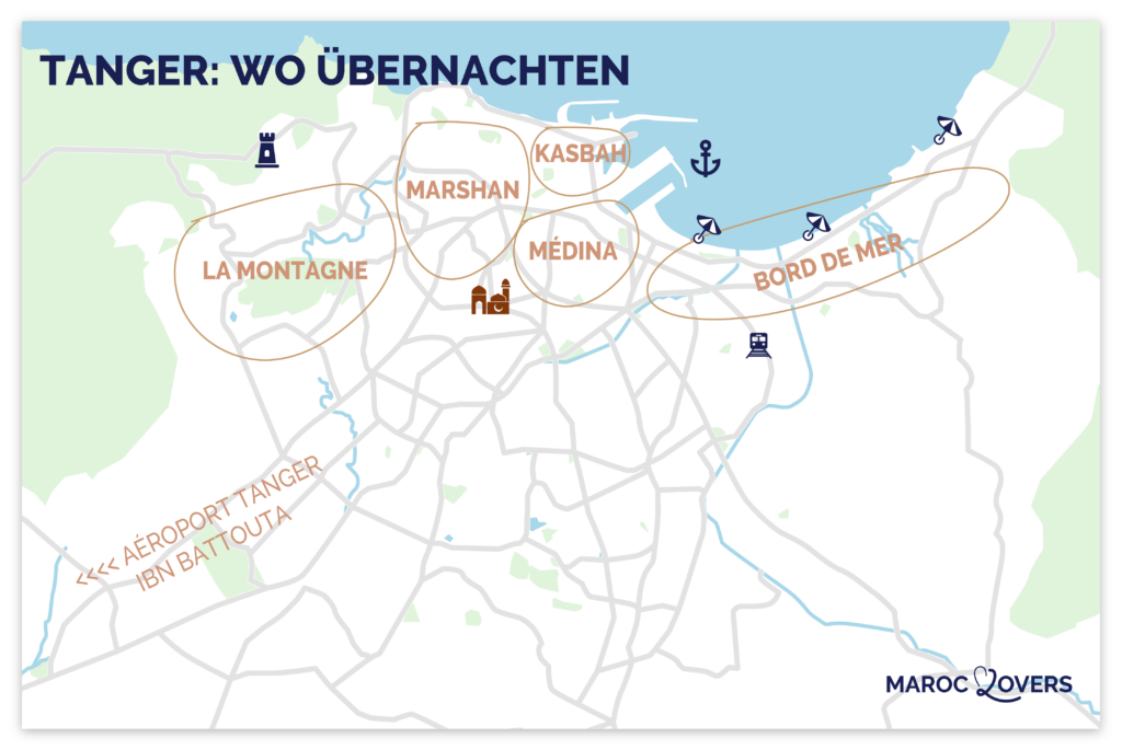 karte beste stadtviertel tanger oder aufenthalt