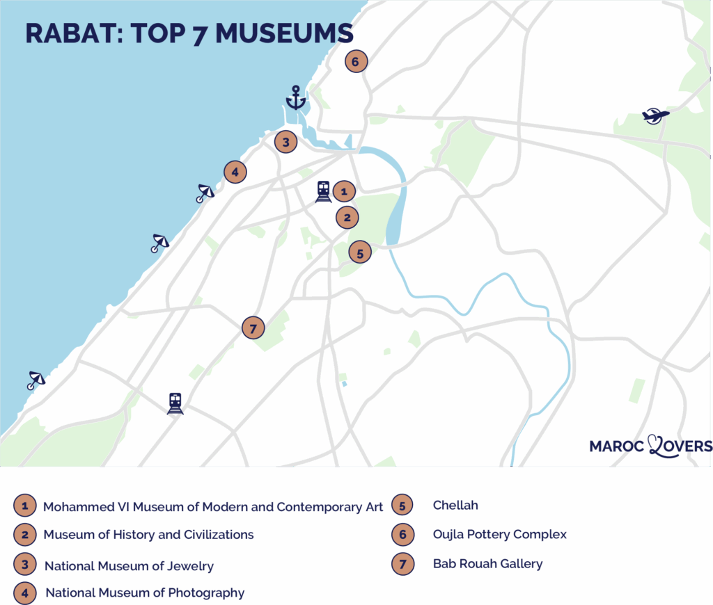 Map of Rabat's best museums