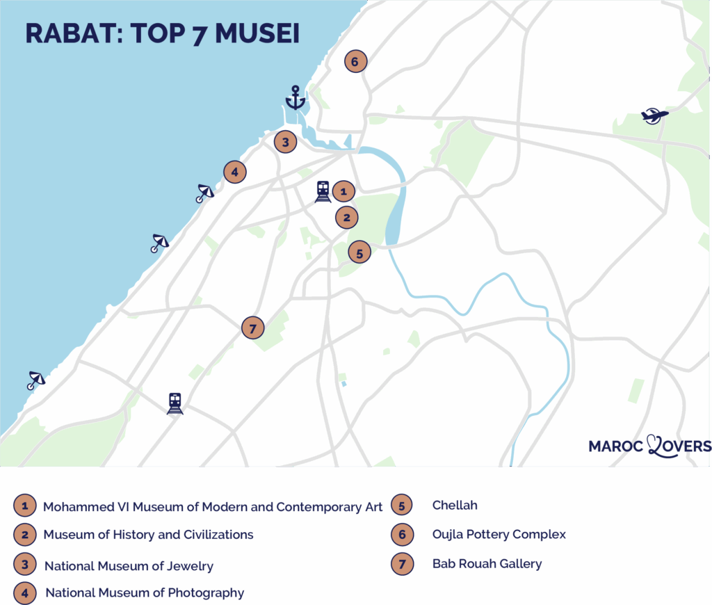 Mappa dei migliori musei di Rabat