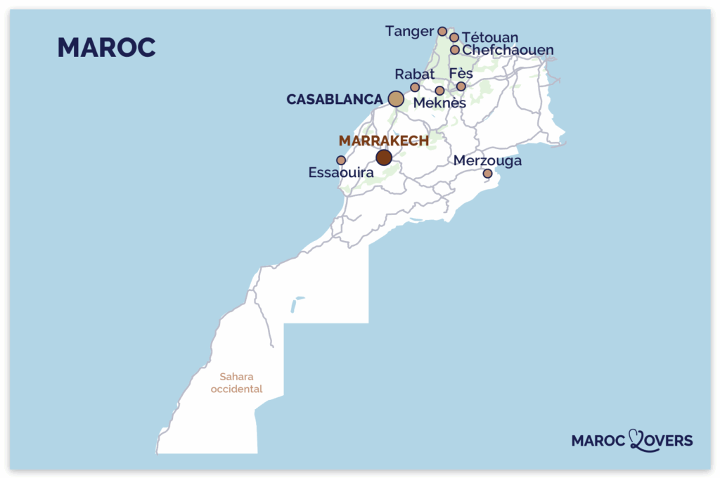 carte comment se rendre à Marrakech