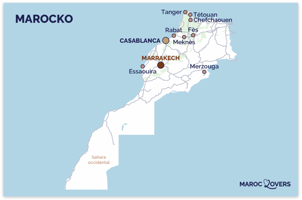 Karta över hur man tar sig till Marrakech