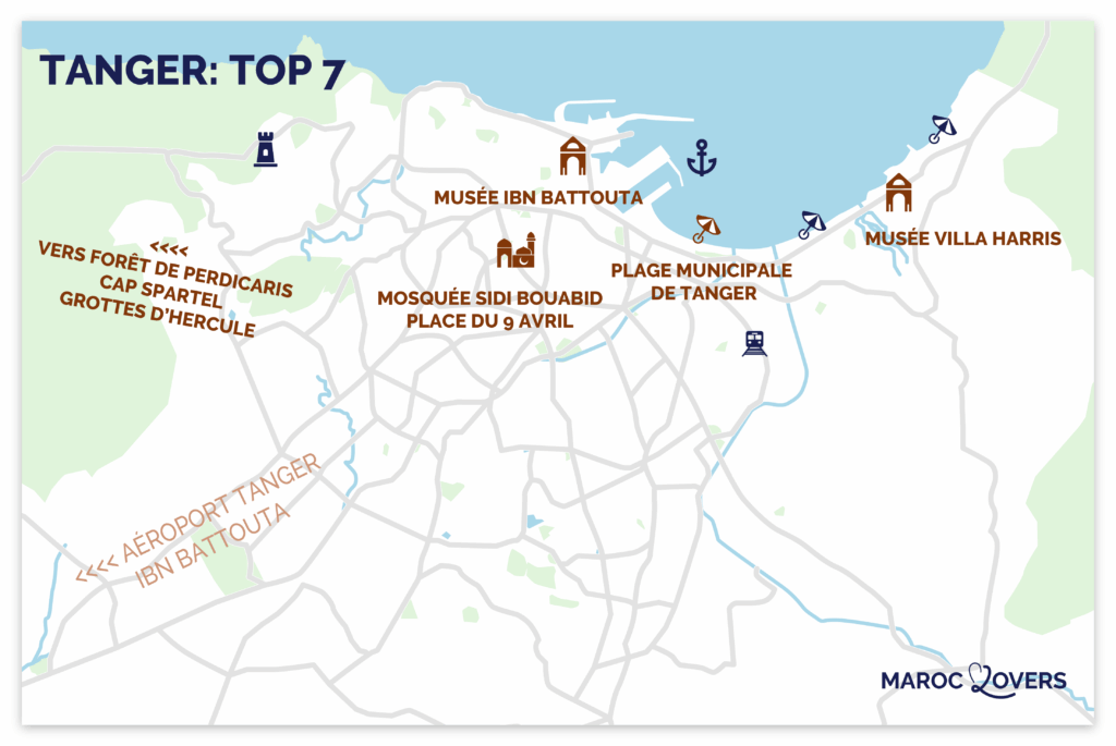 Map of the best attractions in Tangier