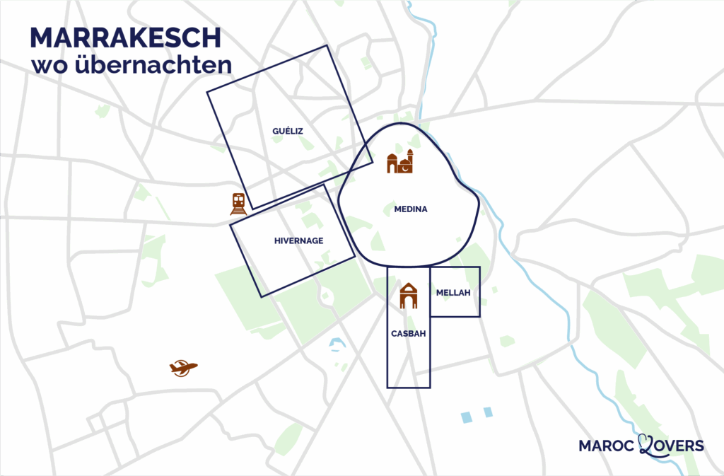 Crate der besten Viertel, um in Marrakesch zu schlafen