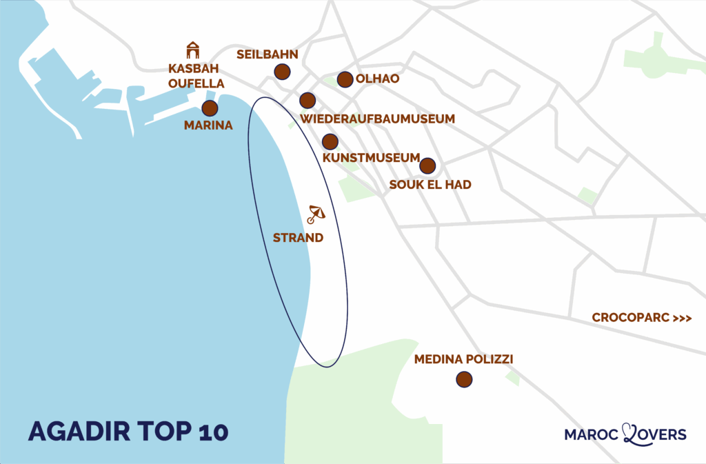 Karte Sehenswürdigkeiten Agadir
