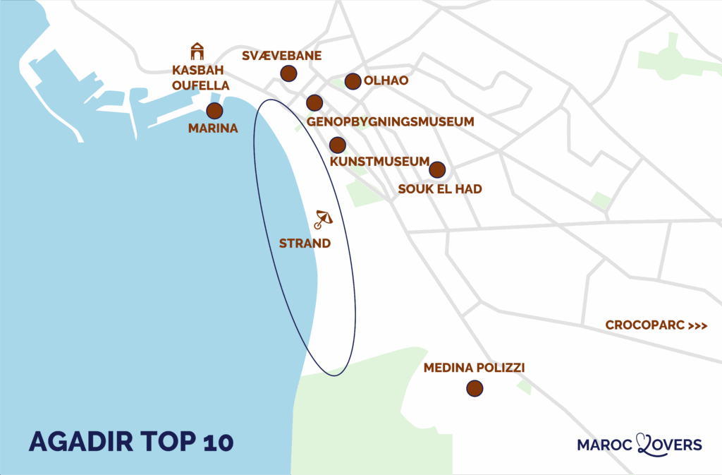 agadir seværdigheder kort