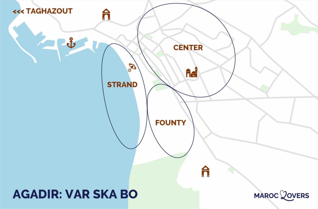 karta bästa områdena att bo i agadir marocko