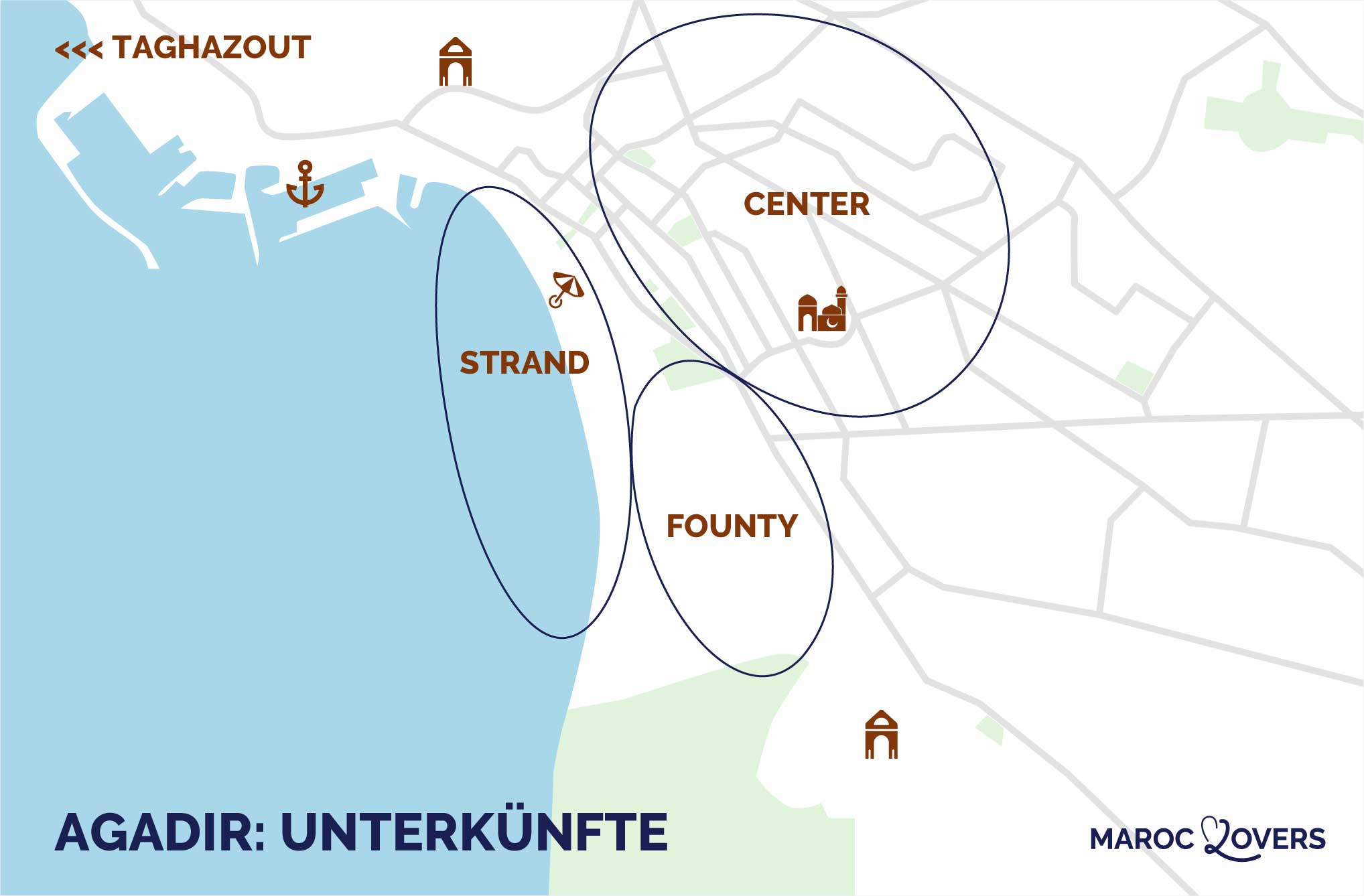karte beste stadtviertel agadir oder aufenthalt marokko