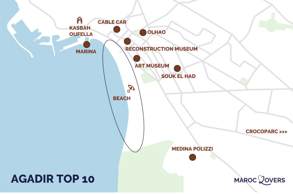 attractions map Agadir