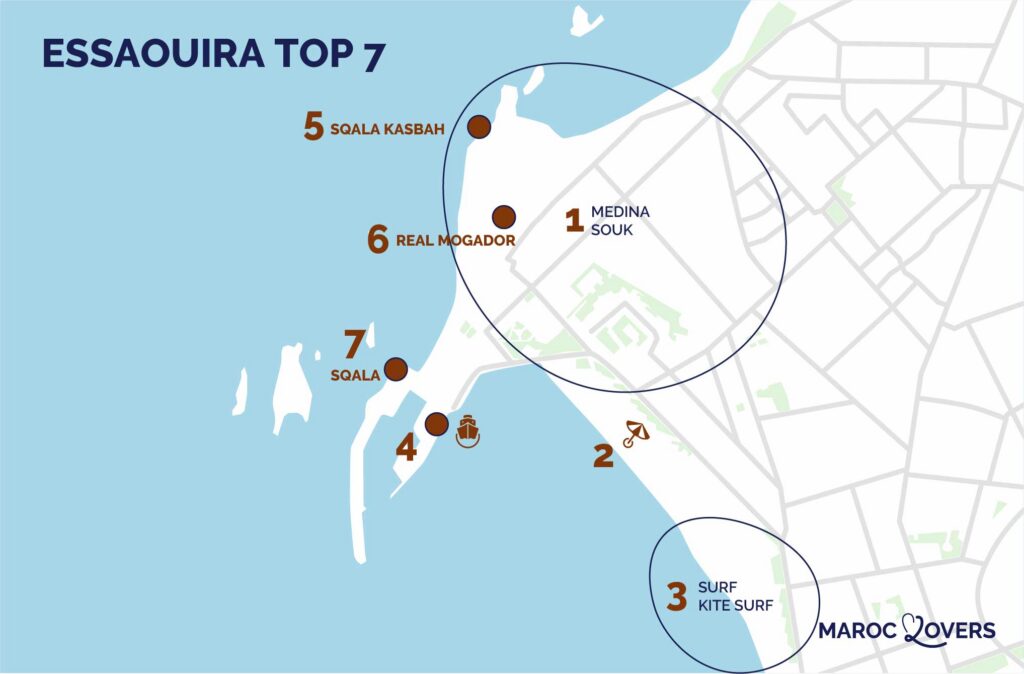 map attractions essaouira Morocco