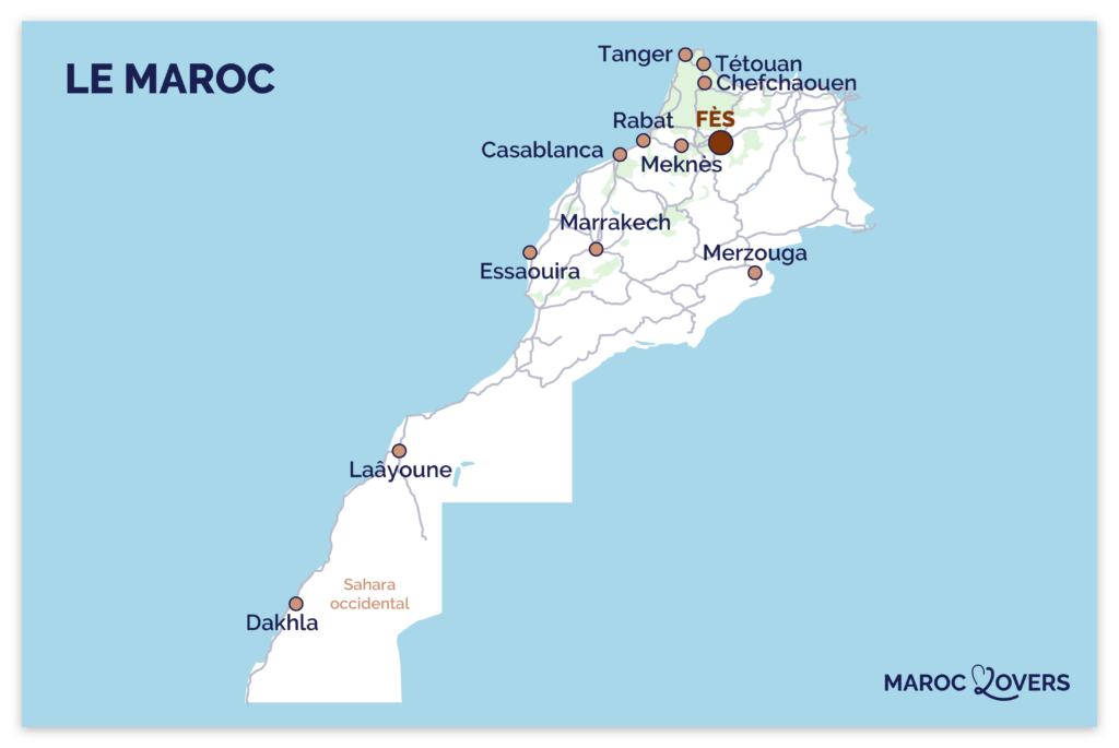 Carte du Maroc pour situer Fès