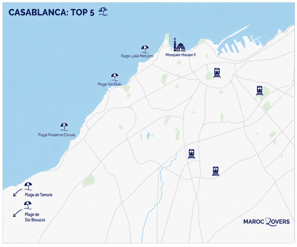 carte plus belles plages casablanca meilleures